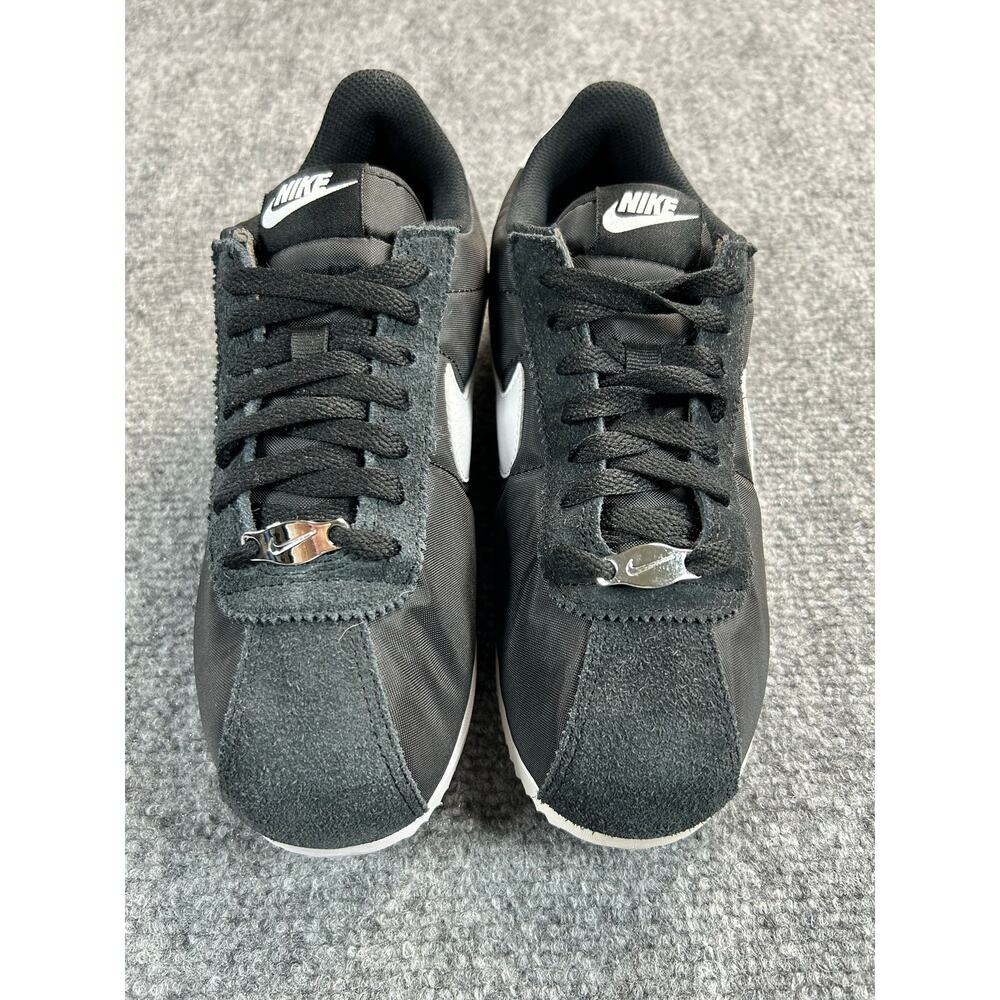 Nike Cortez Black White Women's Sneakers Size 6 Nylon Suede Casual Shoes - Picture 2 of 12